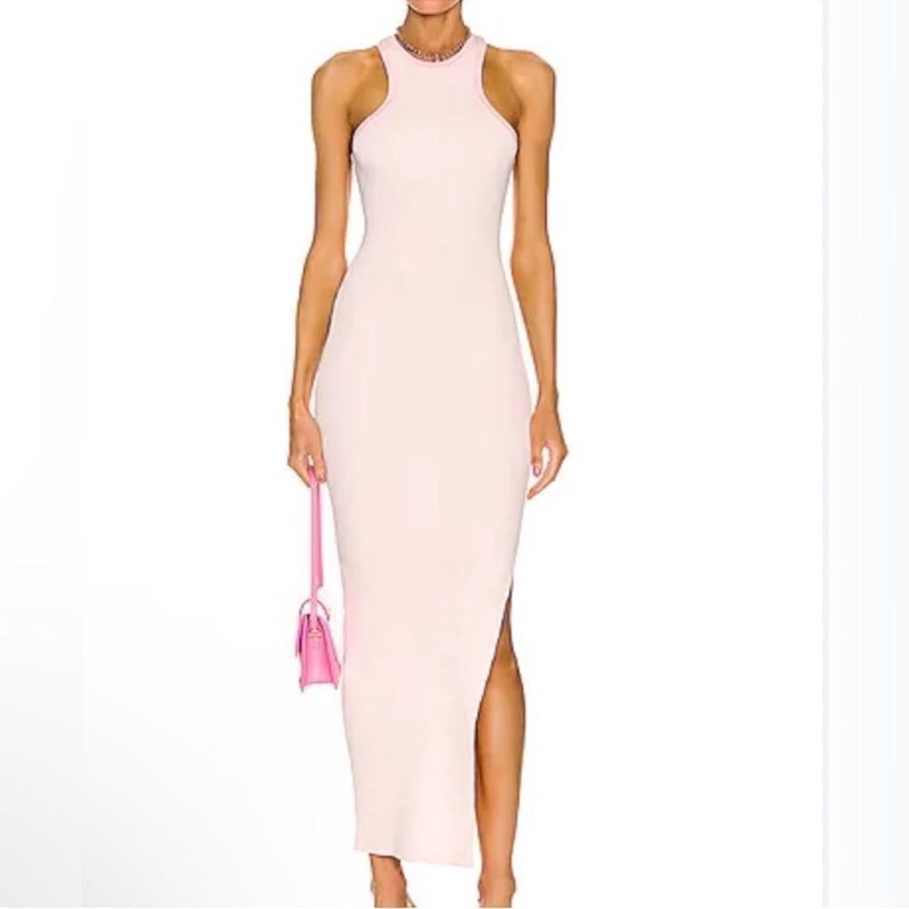 Ser.o.ya Pink and White Body-con Sophie Ribbed
MIDI Dress(Size Small)